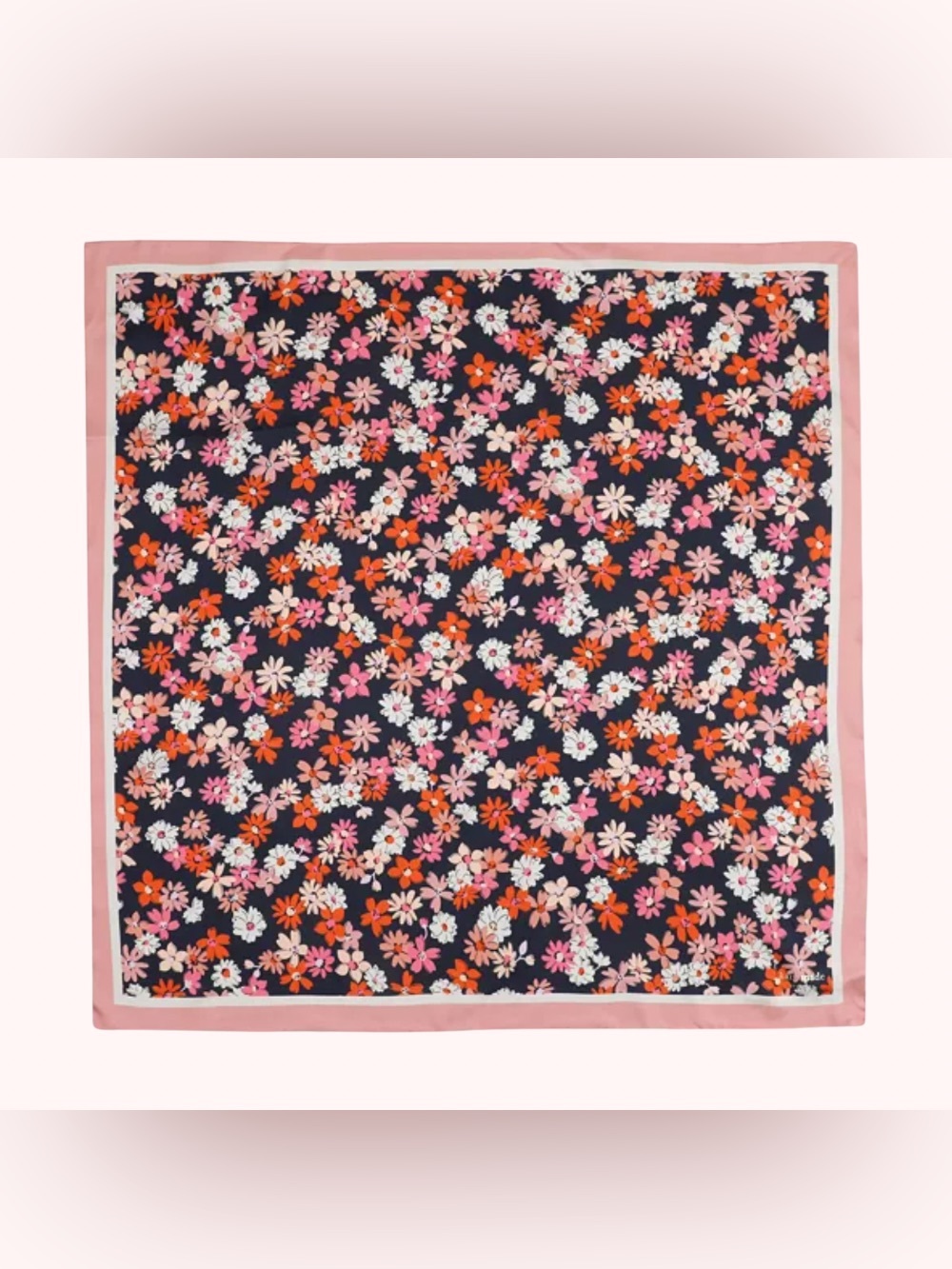 Kate Spade New York Floral Melody Silk Blend Square Scarf Pink Navy NWT